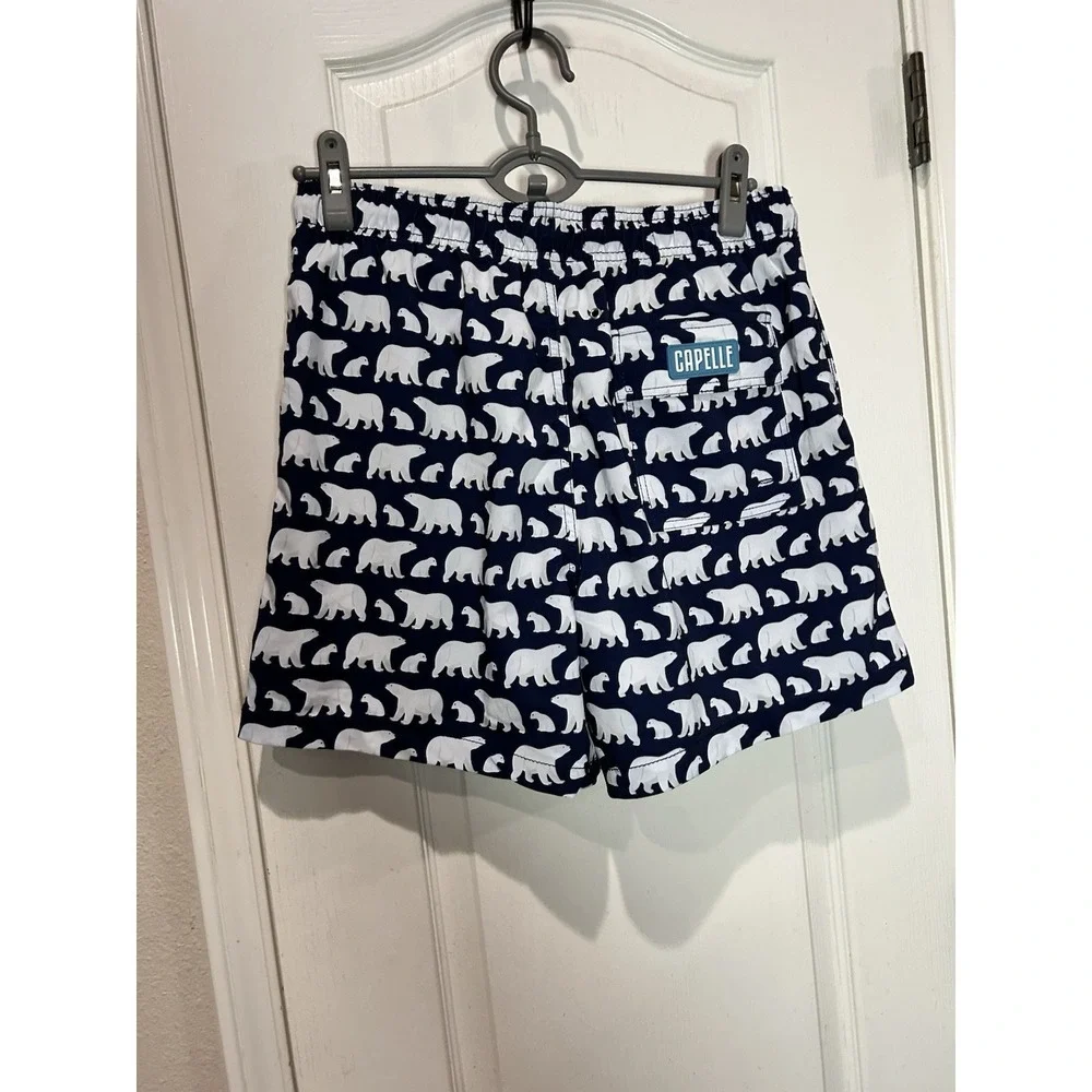 Capelle Miami Men's Swim Trunks Size L Large Blue White Polar Bear Board Shorts